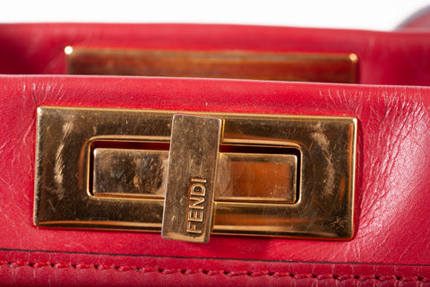 Authentic Fendi Selleria Peekaboo Red Large Satchel Bag