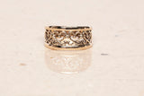 Ladies 14k Yellow Gold Heart Filigree Design Wide Band Size 5.75