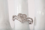 Ladies 10k White Gold Multi-Diamond Heart Frame Ring
