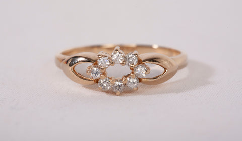 Ladies 14k Yellow Gold Floral Cluster Ring