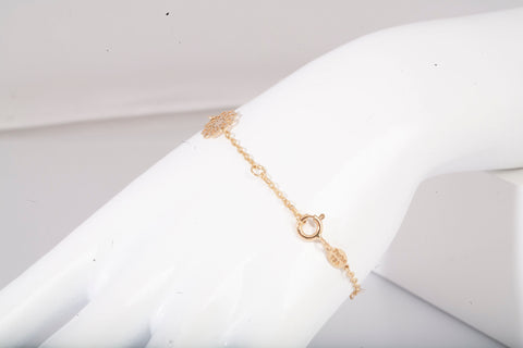 Ladies 18k Two Tone Floral Bracelet