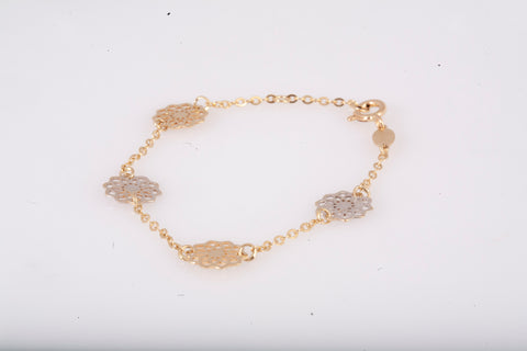 Ladies 18k Two Tone Floral Bracelet