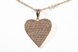 Ladies 14k Yellow Gold Pave Diamond Flat Heart Pendant