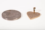 Ladies 14k Yellow Gold Pave Diamond Flat Heart Pendant