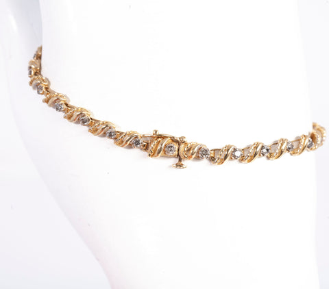 Ladies 14k Two Toned 1.04 TCW Diamond Bracelet Size 6.75"