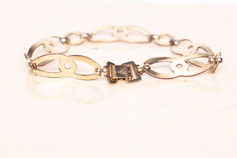 Intricate Gold-Filled Interlocking Oval Link Bracelet Size 7.25"