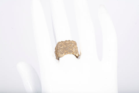 Gentlemen's 10k Yellow Gold Nugget Diamond Cut Pinky Ring