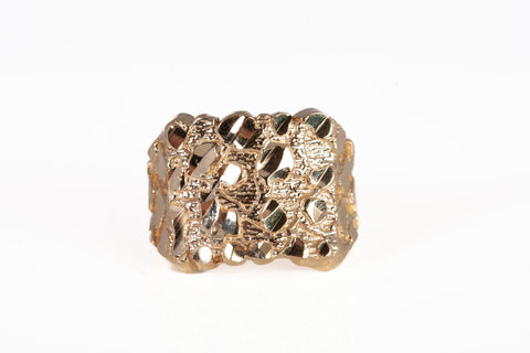 Gentlemen's 10k Yellow Gold Nugget Diamond Cut Pinky Ring