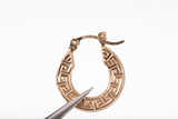 Ladies 14k Yellow Gold Greek Key Hoops Earrings