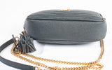 Authentic Yves Sint Laurent Grain De Poudre Matelasse Monogram Mini Lou Camera Bag Dark Green