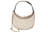 Authentic Gucci GG Supreme Canvas Beige Half Moon Two-Way Shoulder Bag