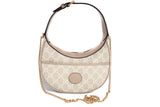 Authentic Gucci GG Supreme Canvas Beige Half Moon Two-Way Shoulder Bag