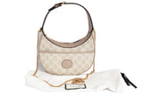 Authentic Gucci GG Supreme Canvas Beige Half Moon Two-Way Shoulder Bag