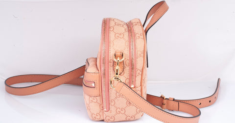 Authentic Gucci Pink GG Canvas Ophidia Mini Crossbody