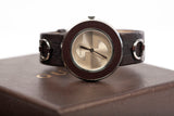 Authentic GUCCI Women's U-Play 35mm Black Leather Watch YA129401