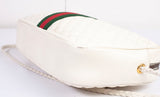 Authentic Gucci White Stripe Leather Trapuntata Handbag
