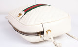 Authentic Gucci White Stripe Leather Trapuntata Handbag