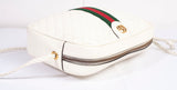 Authentic Gucci White Stripe Leather Trapuntata Handbag