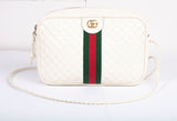 Authentic Gucci White Stripe Leather Trapuntata Handbag