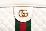 Authentic Gucci White Stripe Leather Trapuntata Handbag