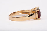 Vintage 18k Yellow Gold Cushion Cut Garnet with Diamond Accent Ring