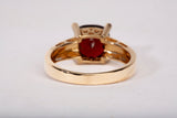 Vintage 18k Yellow Gold Cushion Cut Garnet with Diamond Accent Ring