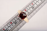 Vintage 18k Yellow Gold Cushion Cut Garnet with Diamond Accent Ring