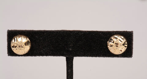 Men's 10k Yellow Gold Diamond Cut Round Nugget Stud Earrings