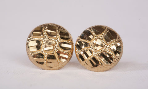 Men's 10k Yellow Gold Diamond Cut Round Nugget Stud Earrings