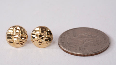 Men's 10k Yellow Gold Diamond Cut Round Nugget Stud Earrings
