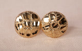 Men's 10k Yellow Gold Diamond Cut Round Nugget Stud Earrings
