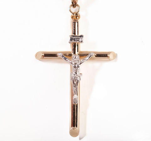 14KT 2 Tone Crucifix Pendant