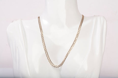 Unisex 14k Two-Tone Curb Link Diamond Cut Style Chain 26.5"