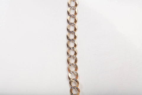 Unisex 14k Two-Tone Curb Link Diamond Cut Style Chain 26.5"