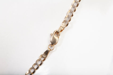 Unisex 14k Two-Tone Curb Link Diamond Cut Style Chain 26.5"
