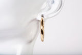 Ladies 10k Yellow Gold Satin Diamond Cut Hoop Earrings