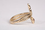 Ladies 14k Yellow Gold CZ Textured Snake with Pink Eyes Ring