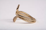 Ladies 14k Yellow Gold CZ Textured Snake with Pink Eyes Ring