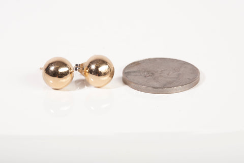 14k Yellow Gold Domed Stud Earrings