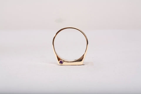 Gentlemen's 14k Yellow Gold Onyx with Amethyst Accent Ring
