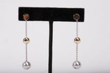 Ladies 14k Two-Tone Gold Ball Drop Earrings