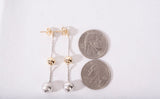 Ladies 14k Two-Tone Gold Ball Drop Earrings