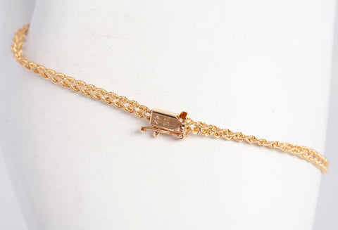 Ladies 14k Yellow Gold Peridot Rope Bracelet 6.75"