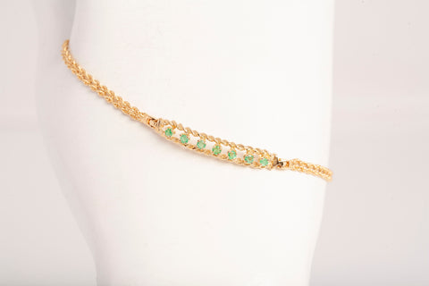 Ladies 14k Yellow Gold Peridot Rope Bracelet 6.75"
