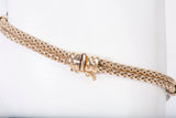 14k Two-Tone Gold Double Strand Popcorn Link Bracelet with Floral Accents