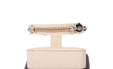 14k Two-Tone Gold Double Strand Popcorn Link Bracelet with Floral Accents