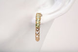 Ladies 10k Yellow Gold Peridot Half Hoop Filigree Earrings
