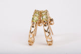 Ladies 10k Yellow Gold Peridot Half Hoop Filigree Earrings
