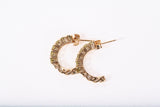 Ladies 10k Yellow Gold Peridot Half Hoop Filigree Earrings