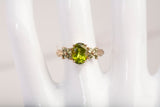 Ladies 10k Yellow Gold Oval Cut Peridot Cocktail Ring